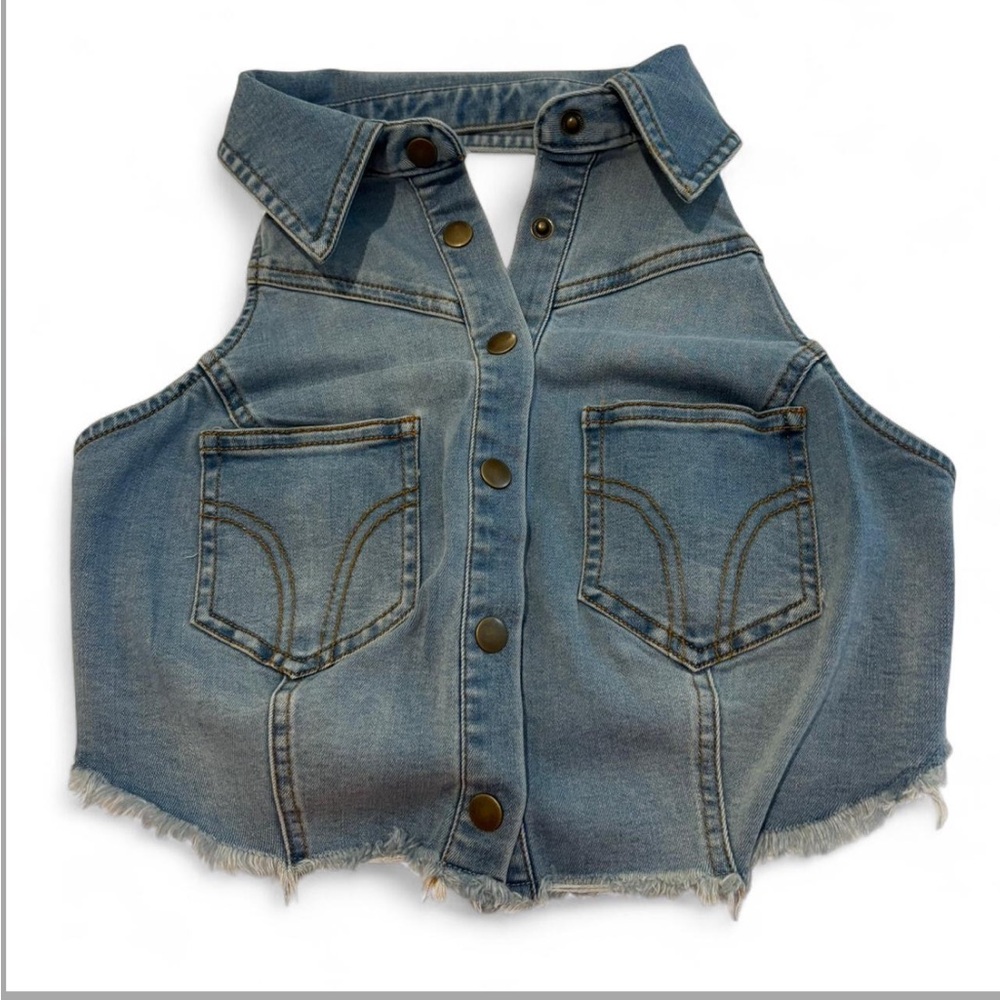 Urban Outfitters Distressed Blue Denim Vest
